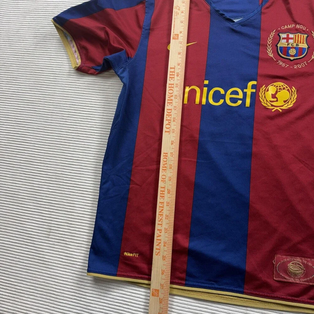 FC Barcelona Jersey 2007 Mens Medium Blue Red Soccer Nike UNICEF Camp Messi 19